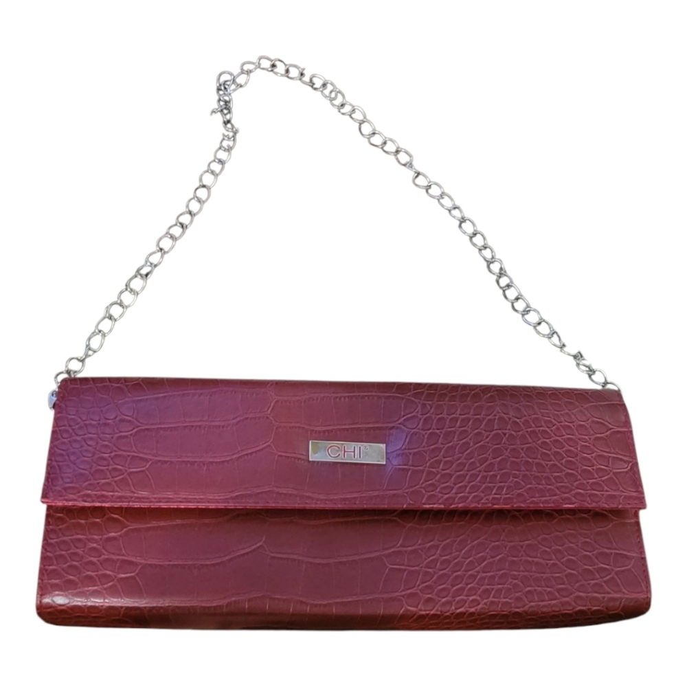 21 NEW Chi by Carlos Falchi Red Alligator Leather Wristlet/ClutchBag VTG W12"X5"